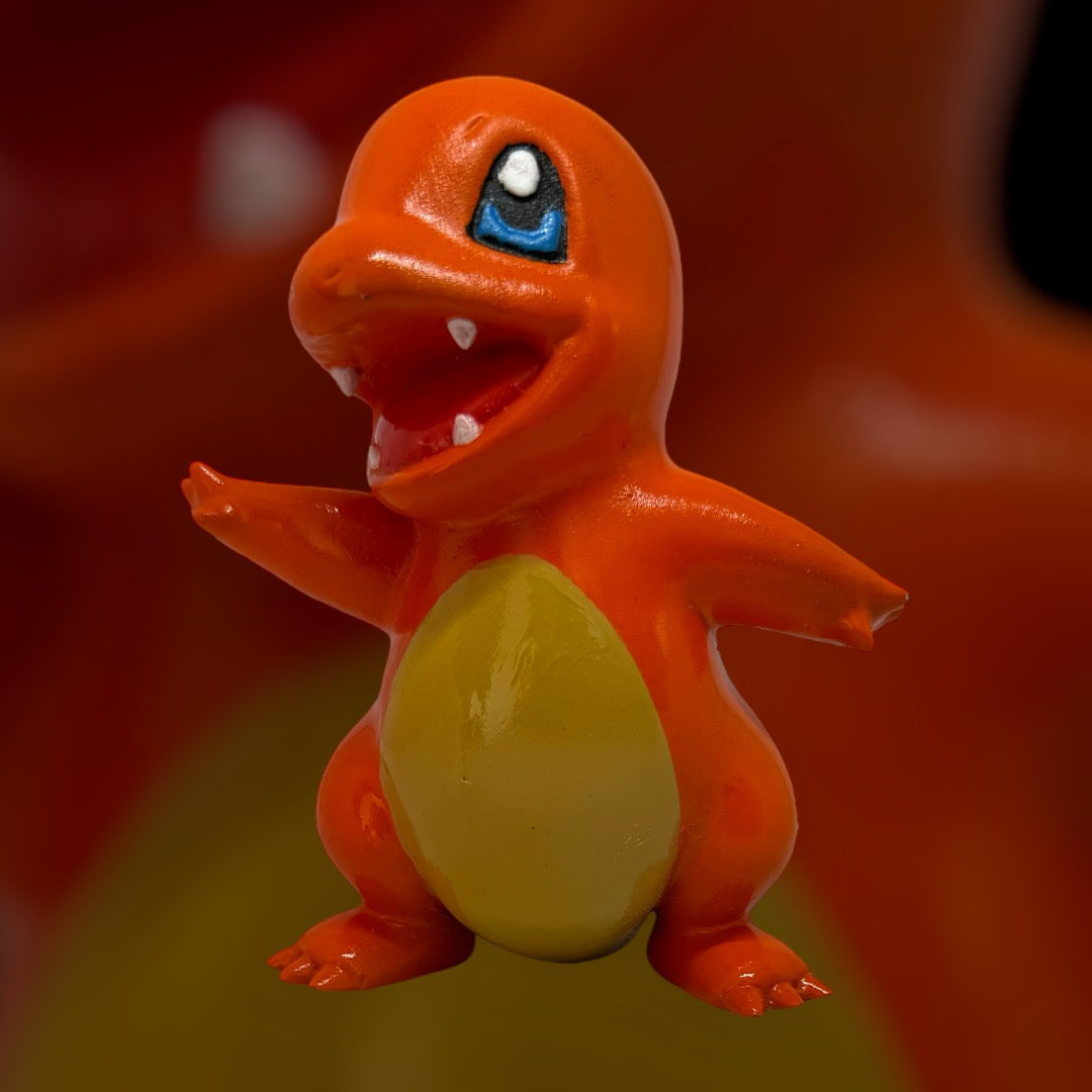 Figurine 3D Salamèche - Imprimée en 3D et Peinte à la Main - Pokémon