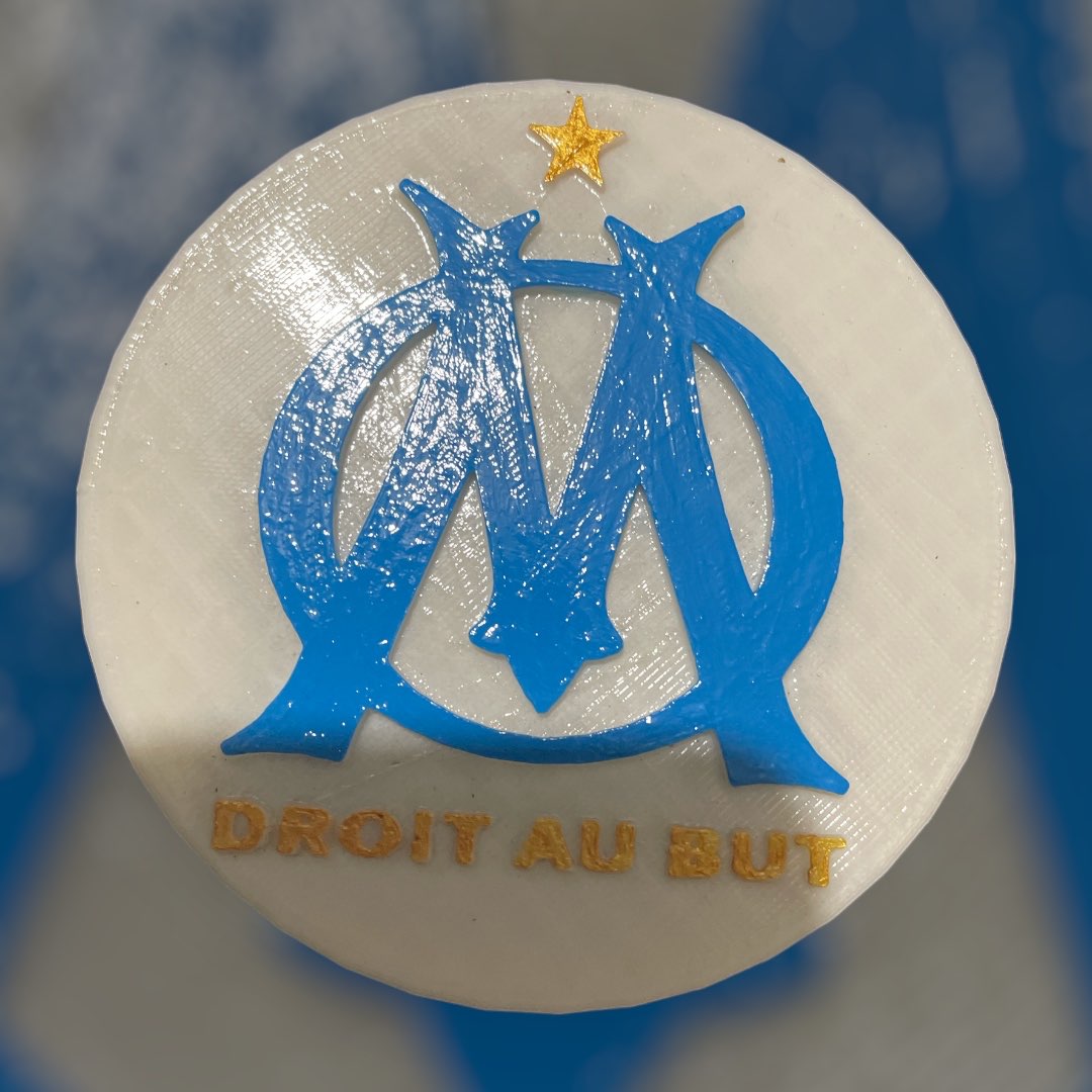 Dessous de Verre 3D OM - Imprimé en 3D et Peint à la Main - Olympique de Marseille