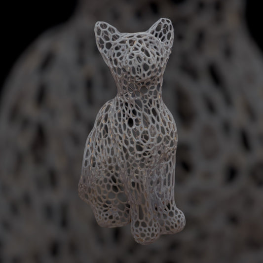 Sculpture 3D Chat en Structure Ajourée - 20 cm - Impression 3D